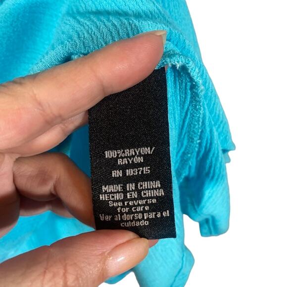 Zac & Rachel Bright Vibrant Blue Button Down Classic Blouse Women Sz L - Picture 9 of 9